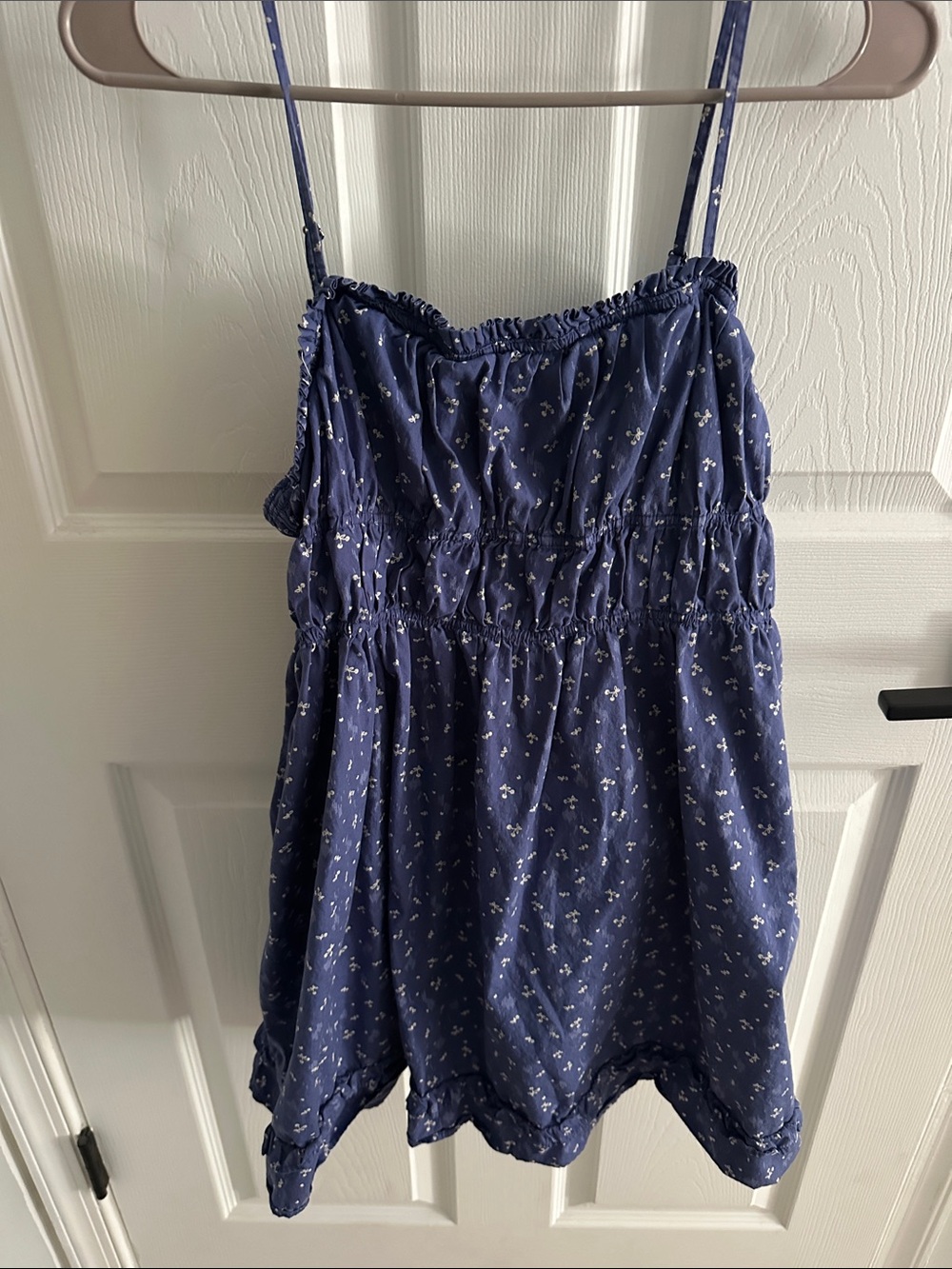 Free People Navy Floral Mini Dress with Spaghetti Straps